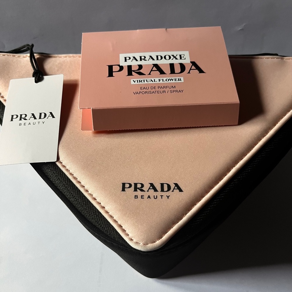 Prada Pink Bag Triangle Prada Cosmetic Bags Prada NWT Makeup Travel Bags sample